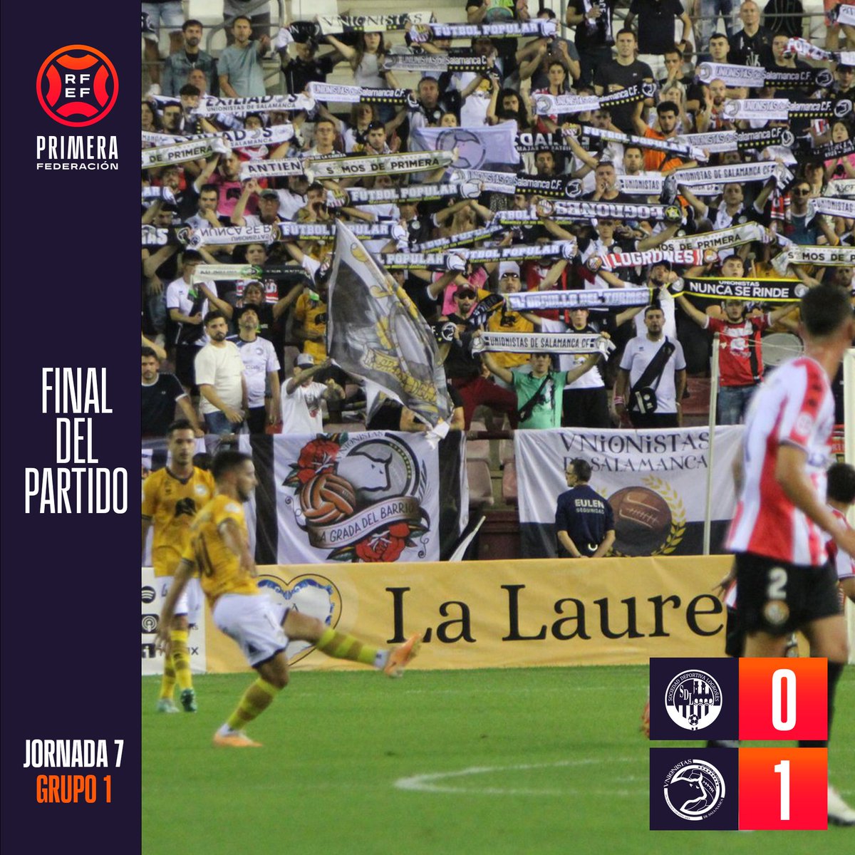 🏁 #LogroñésUnionistas | 𝗙𝗜𝗡𝗔𝗟

¡Unionistas vence y los tres puntos vuelan a Salamanca!

#PrimeraFederación