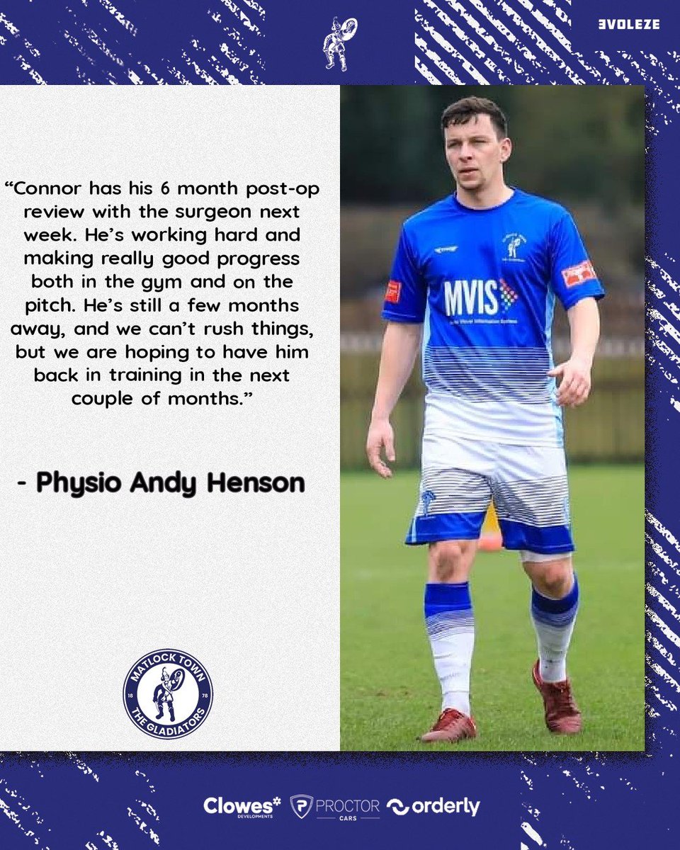 ๐ ๐ฎ๐๐น๐ผ๐ฐ๐ธ ๐ง๐ผ๐๐ป ๐๐ | Est 1878 (@matlock_townfc) on Twitter photo Physio <a href="/AHSportsPerform/">AH Sports Physio & Perfomance</a> gave us an update on the continuing road to recovery of <a href="/dimaio31/">Connor Dimaio</a>.
#GladsAllOver Physio <a href="/AHSportsPerform/">AH Sports Physio & Perfomance</a> gave us an update on the continuing road to recovery of <a href="/dimaio31/">Connor Dimaio</a>.
#GladsAllOver