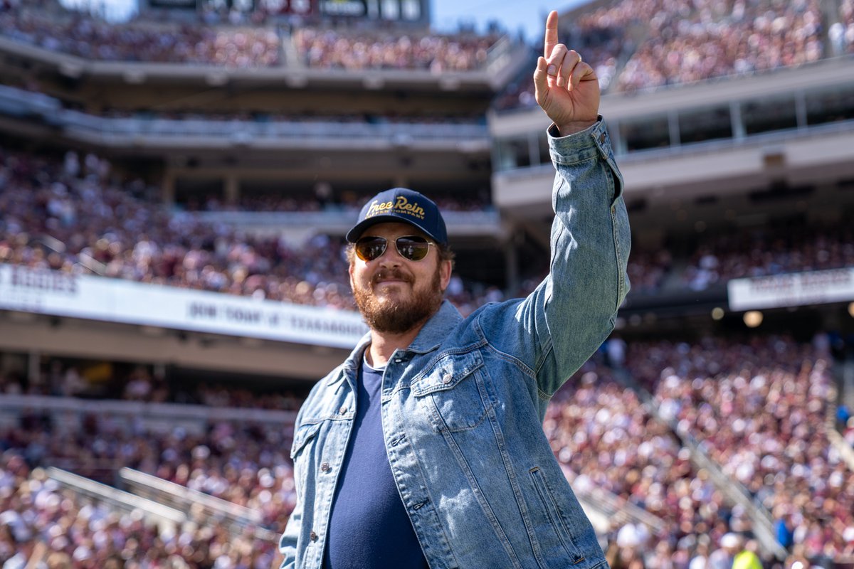 TAMU's tweet image. Welcome to College Station, @Yellowstone star Cole Hauser! Farmers Fight!