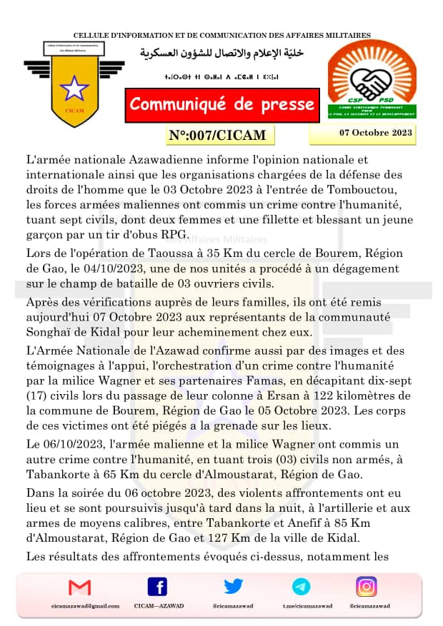 cicamazawad's tweet photo. COMMUNIQUÉ N°: 007 https://t.co/IEFHRpS8vu