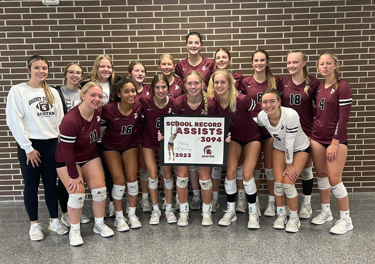 GCVB (@gcvbspartans) on Twitter photo โผ๏ธ Alert Alert โผ๏ธ Another school record is broken! <a href="/ElleryLuhring/">Ellery Luhring</a> is now the career assist leader for Grundy Center Volleyball! Congratulations! We are so proud of you & so blessed to have you on our team. #GCVB4Life โผ๏ธ Alert Alert โผ๏ธ Another school record is broken! <a href="/ElleryLuhring/">Ellery Luhring</a> is now the career assist leader for Grundy Center Volleyball! Congratulations! We are so proud of you & so blessed to have you on our team. #GCVB4Life