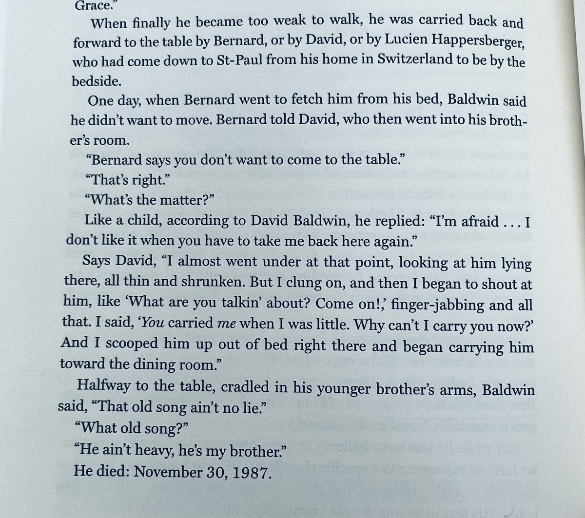 James Baldwin’s final days. From James Campbell’s Talking at the Gates.