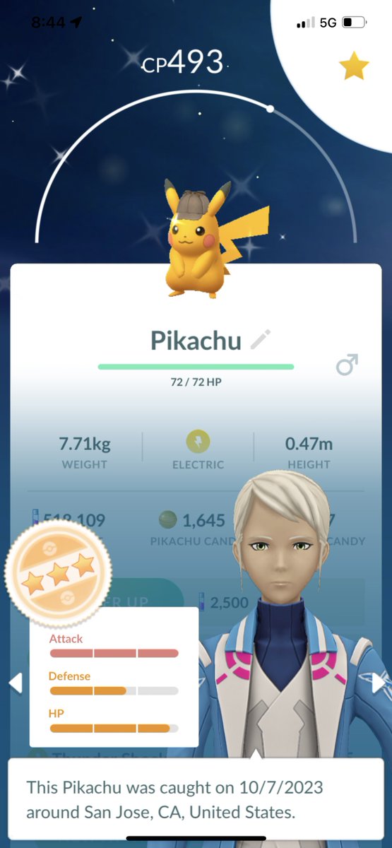 I may have had a HARD final this morning, but it can't be a bad day bc I caught a 3 star shiny detective Pikachu in Pokemon GO 😌