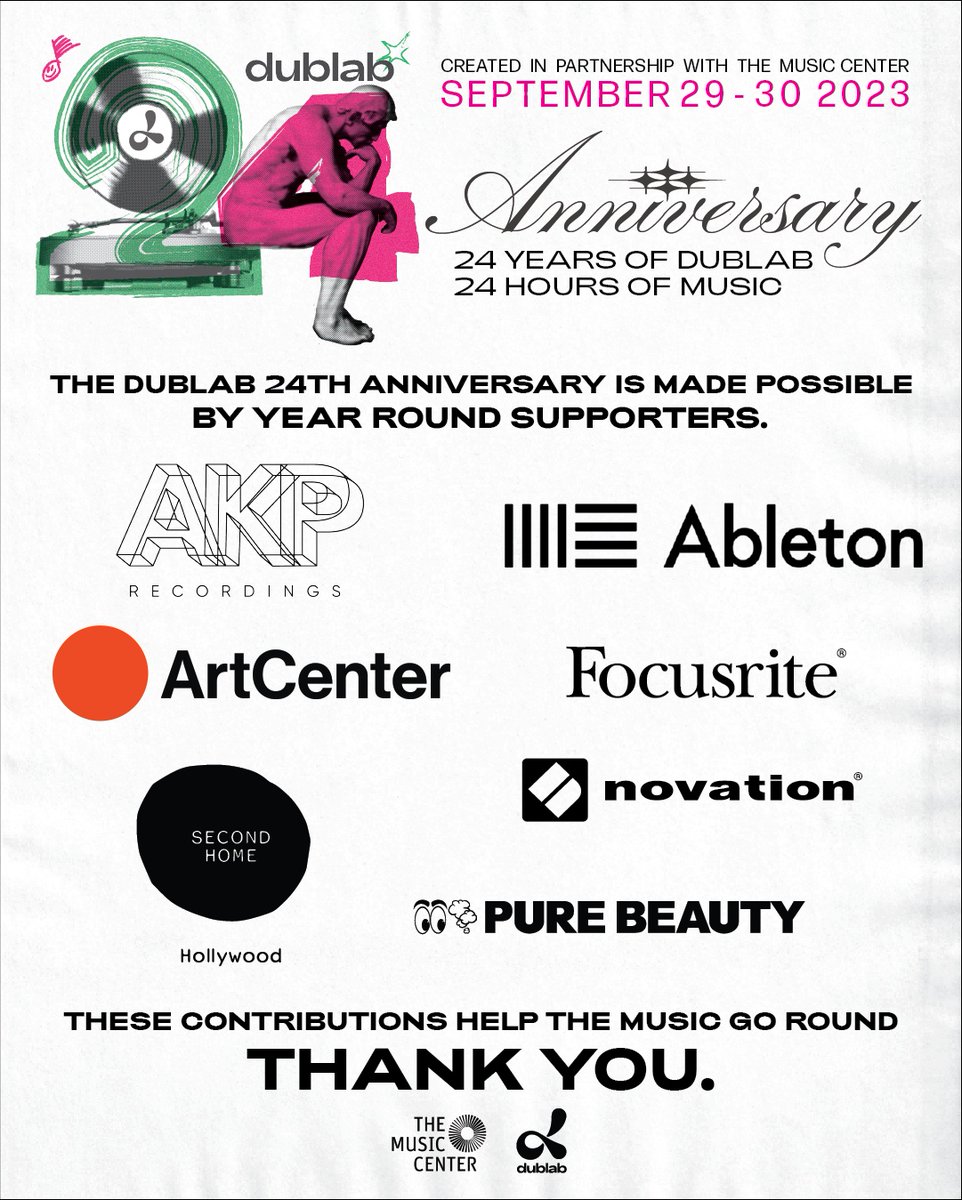 dublab's tweet photo. Massive shout outs to our Sponsors, Year-Round Supporters, Foundations and Grant makers that give us the support we need to continue broadcasting for another 24 years!
#wildheartfoundation
#perenchiofoundation
#snapfoundation
#dublab24 https://t.co/VFoq2QHT1L