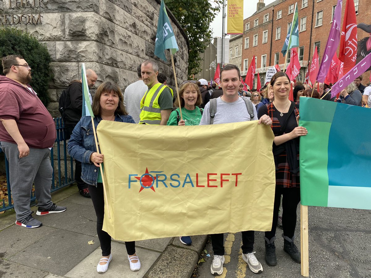 ForsaSouth's tweet photo. @forsa_union_ie at the Cost of Living Protest today in Parnell Square! ✊We need to build a big Housing Movement made of Trade Unionists, grassroots Communities &amp; political parties! @ForsaLeft @forsa_youth @COLCIreland #HousingCrisis #CostOfLivingCrisis https://t.co/NqR4KZS6qv