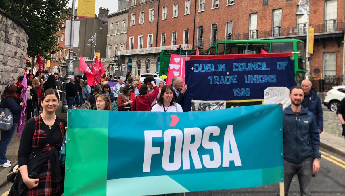 ForsaSouth's tweet photo. @forsa_union_ie at the Cost of Living Protest today in Parnell Square! ✊We need to build a big Housing Movement made of Trade Unionists, grassroots Communities &amp; political parties! @ForsaLeft @forsa_youth @COLCIreland #HousingCrisis #CostOfLivingCrisis https://t.co/NqR4KZS6qv