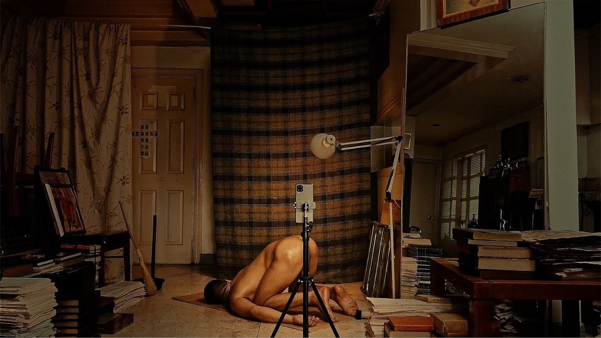 TheNYFF's tweet photo. “It’s a representation of me being trapped at home in the pandemic, being trapped inside myself and connecting to the outside through the internet.” - Whammy Alcazaren on BOLD EAGLE #NYFF61 https://t.co/BkX9Q8rFMV