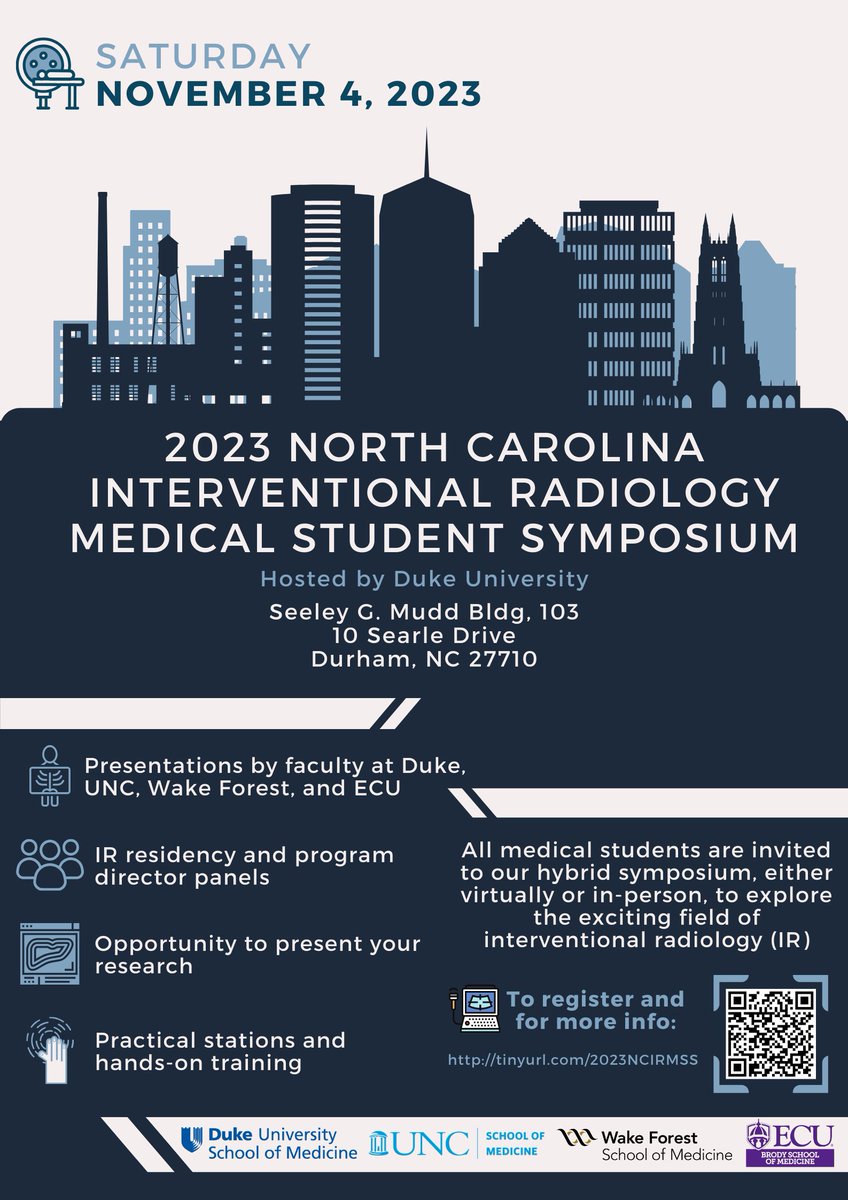 Estefania Gonzales (@_estefagonzales) on Twitter photo Officially unveiling our schedule for the NC IR Medical Student Symposium on November 4, 2023! Mark your calendars for this fantastic lineup (accessible virtually AND live!)📅 All are welcome!
Register at tinyurl.com/2023NCIRMSS
<a href="/SIRspecialists/">Society of Interventional Radiology</a> <a href="/SIRRFS/">SIR RFS</a> <a href="/RadiologyACR/">American College of Radiology</a> <a href="/TheRadRoom/">TheRadRoom</a> Officially unveiling our schedule for the NC IR Medical Student Symposium on November 4, 2023! Mark your calendars for this fantastic lineup (accessible virtually AND live!)📅 All are welcome!
Register at tinyurl.com/2023NCIRMSS
<a href="/SIRspecialists/">Society of Interventional Radiology</a> <a href="/SIRRFS/">SIR RFS</a> <a href="/RadiologyACR/">American College of Radiology</a> <a href="/TheRadRoom/">TheRadRoom</a>