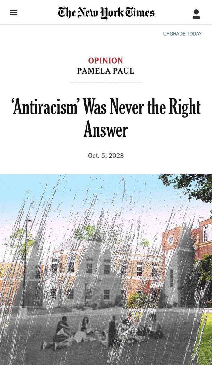 Ian Rowe (@ianvrowe) on Twitter photo After multiple years promoting <a href="/ibramxk/">Ibram X. Kendi</a> and his so-called anti-racist ideology that actively encourages racial discrimination, the <a href="/nytimes/">The New York Times</a> has published an op-Ed entitled “Antiracism Was Never the Right Answer.”
Such a profile in courage to now tell the truth, is no doubt After multiple years promoting <a href="/ibramxk/">Ibram X. Kendi</a> and his so-called anti-racist ideology that actively encourages racial discrimination, the <a href="/nytimes/">The New York Times</a> has published an op-Ed entitled “Antiracism Was Never the Right Answer.”
Such a profile in courage to now tell the truth, is no doubt