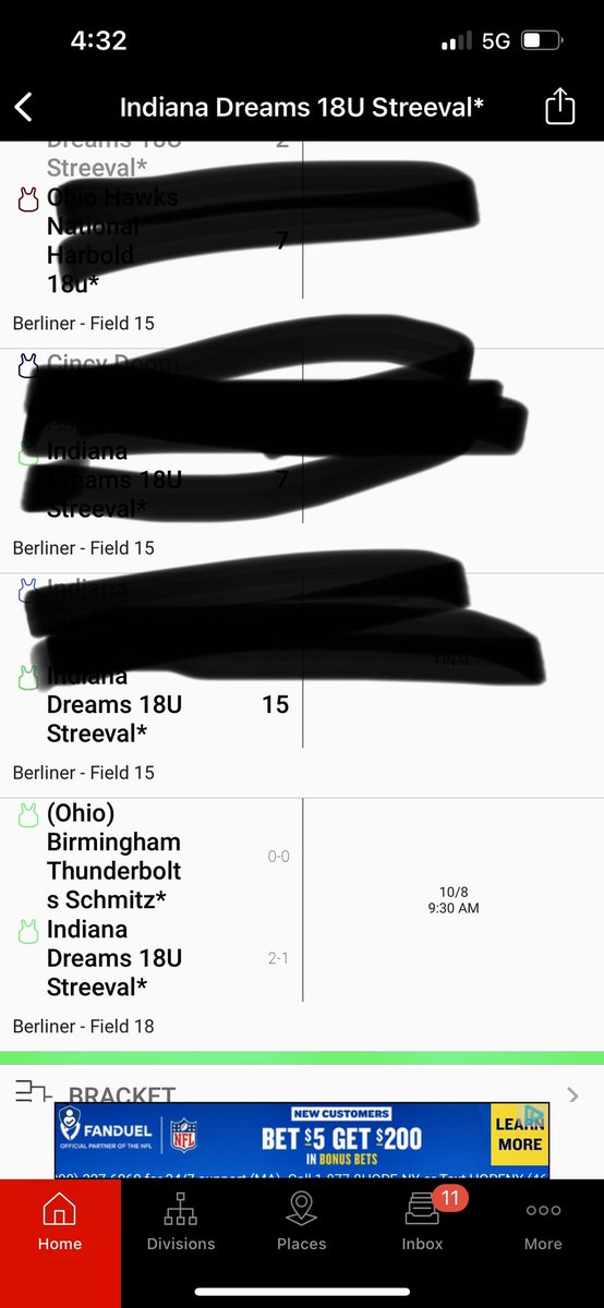 Coaches: After a rough start, Dreams finishes the day 2-1 and will start single elimination play on Tomorrow 10/8 at 9:30am on D18 vs OH Birmingham Thunderbolts Schmitz at Berliner Sports Park.