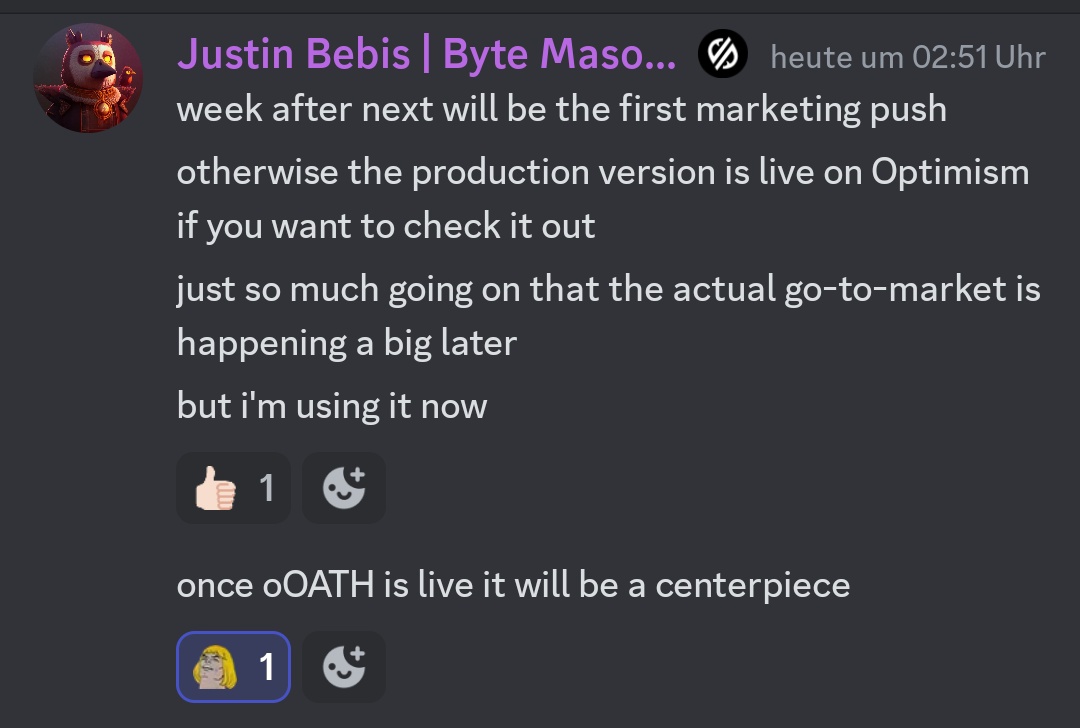 JustAlexMason's tweet photo. @digitxyz_ is nearly here:
- production version fully working on #optmism right now
- first marketing push scheduled in ~2 weeks
- will be a centerpiece for oOATH
- will have $stERN & $ERN vaults
- possible $bOATH utility
- possible @GranaryFinance WHOLE GRAIN implementation https://t.co/z0ZfoiB8KX