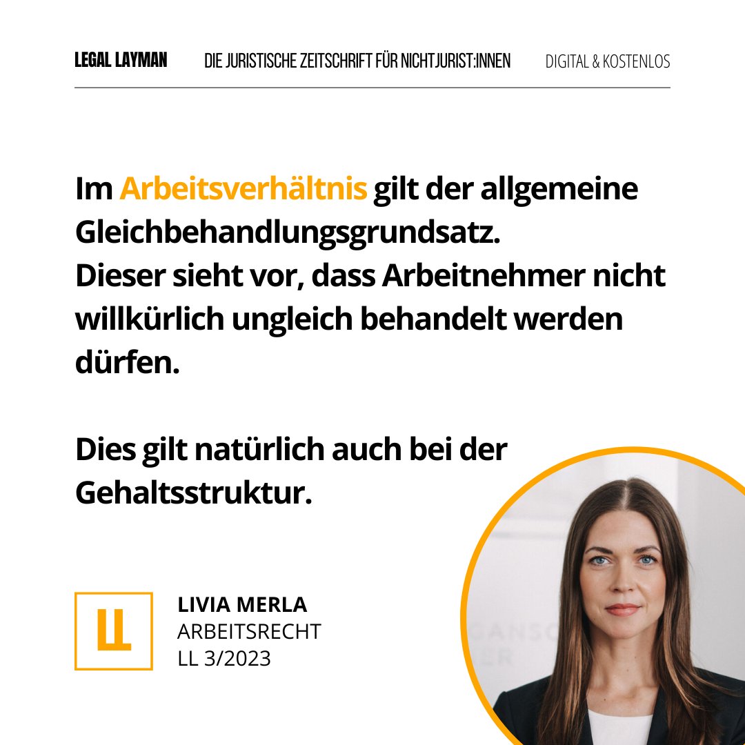LegalLayman's tweet photo. Bevor du den Arbeitsvertrag unterschreibst, Pause! Livia Merla rät, jeden Vertragspunkt zu prüfen. Warum? Unzulässige Klauseln können drin sein! Gleichbehandlung ist das A und O, auch bei der Gehaltsstruktur. Mehr in unserer neuesten #LegalLayman-Ausgabe! 🕵️‍♀️⚖️🗞 #Arbeitsvertrag https://t.co/CEAZA1rnx1