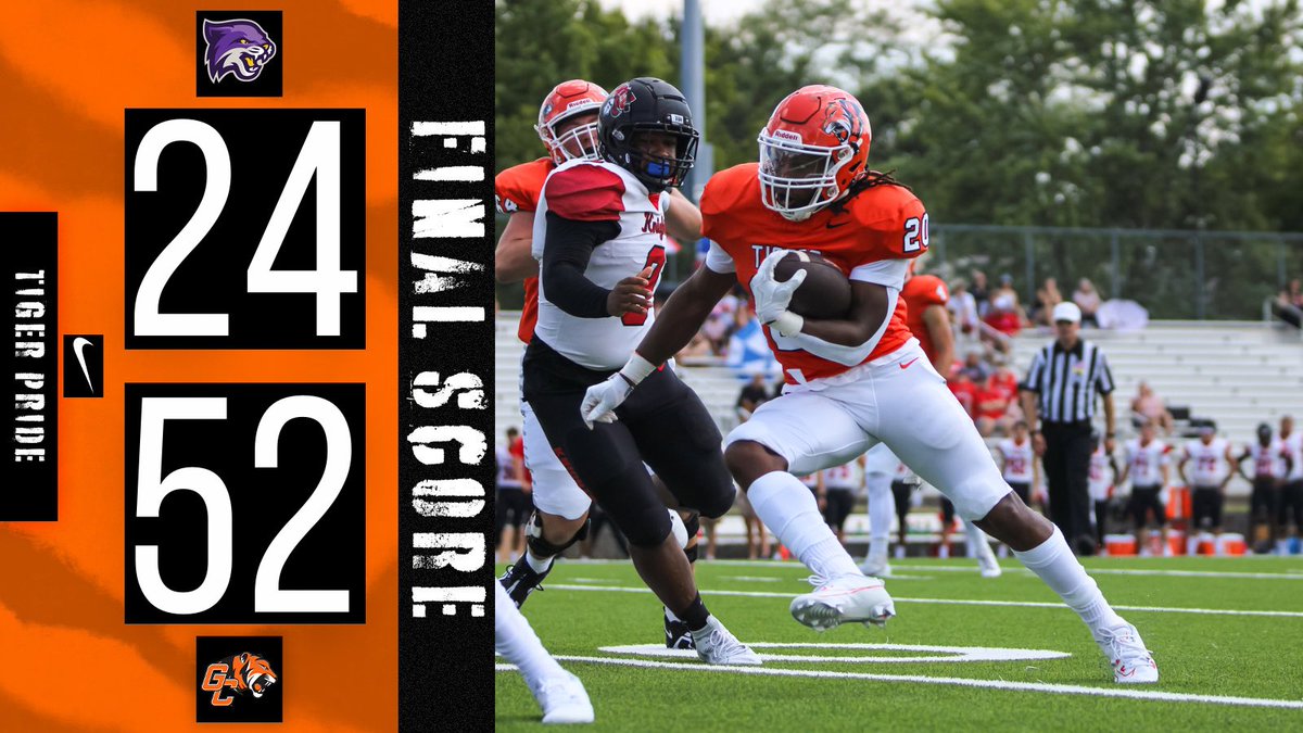 GCAthletics's tweet image. #19 Georgetown dominates #6 Bethel, 52-24, to improve to 3-1 on the year. #TigerPride