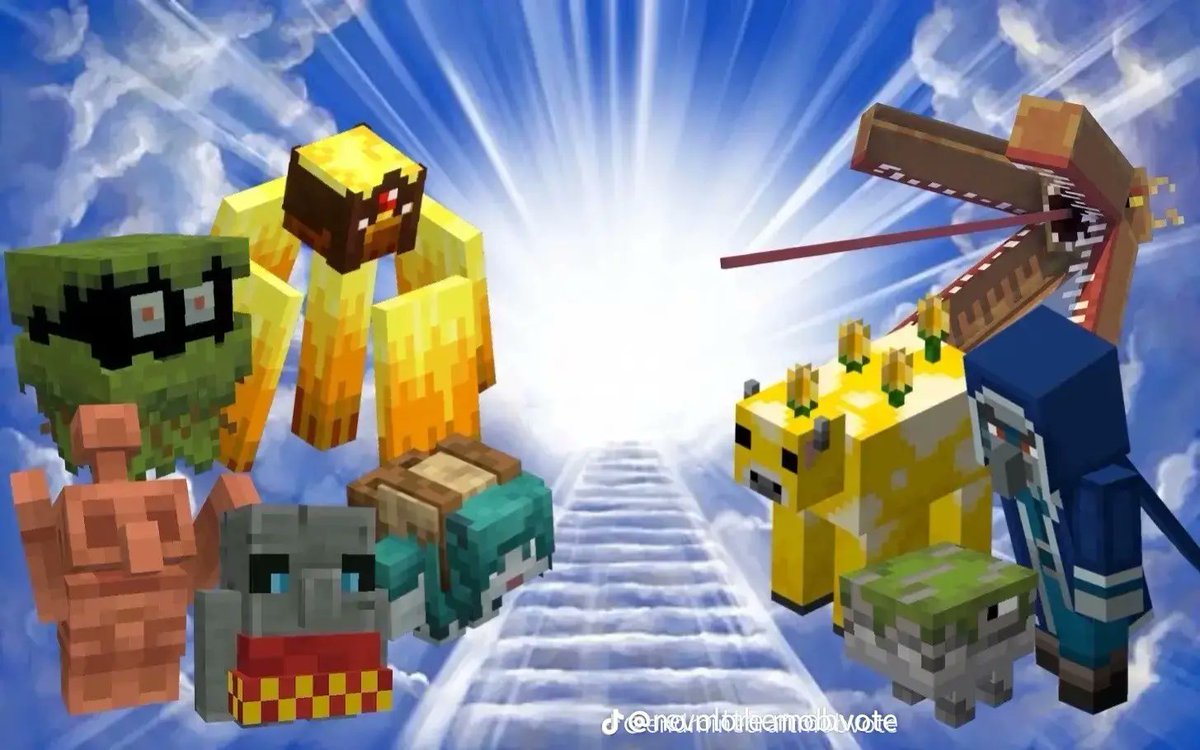 Skywarped33's tweet photo. I keep seeing "boycott the mobvote" posts on tiktok, and I kinda agree ngl. Why make 3 mobs if your only gonna implement 1 of them...? Like we could have had all these awesome mobs too ya know. #MobVote2023 #MobVote #endthemobvote #boycottmobvote https://t.co/njF1wfEPiV