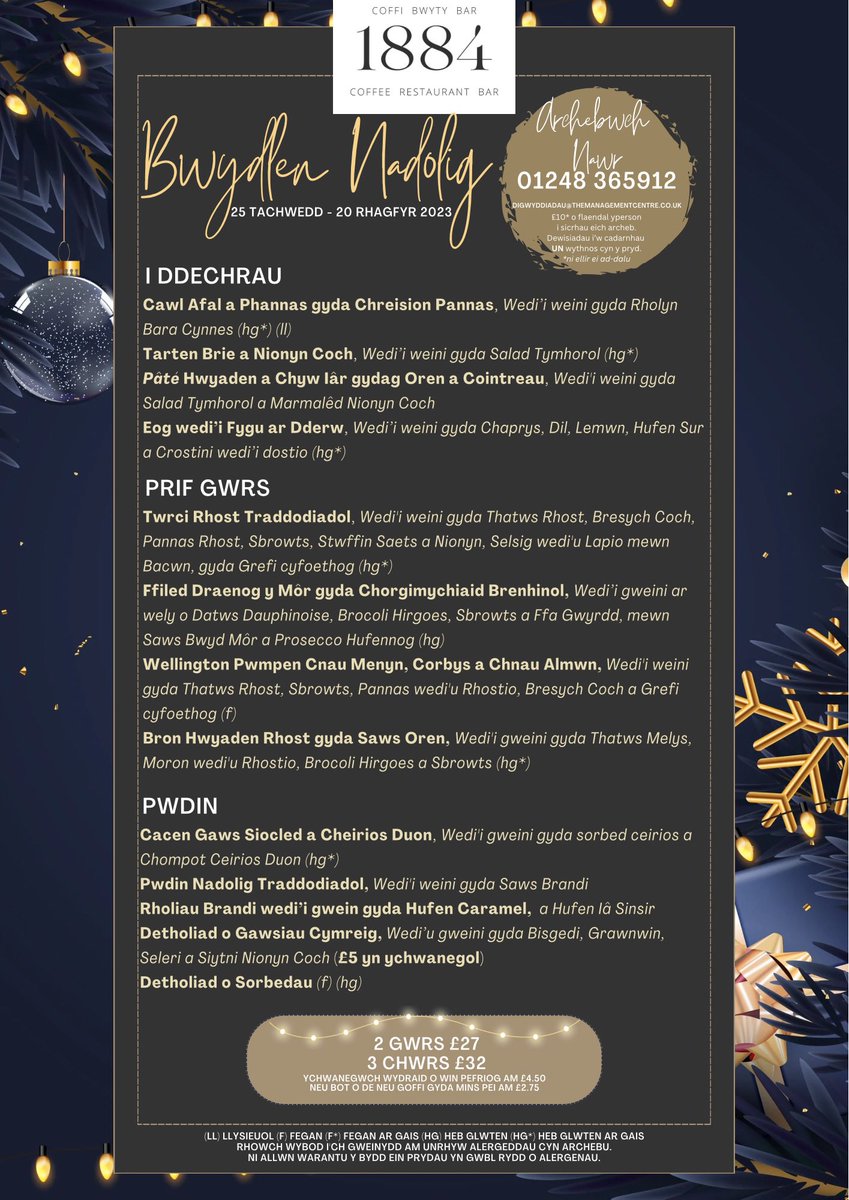 TMCBangorCym's tweet photo. Dewch i ddathlu y Nadolig gyda ni 🎄🎅

2 gwrs £27
3 chwrs £32

🎄 Archebwch Nawr 🎄

📞 01248 365912
📧 events@themanagementcentre.co.uk

🎄🎅🎄🎅🎄🎅🎄🎅🎄🎅🎄🎅🎄 https://t.co/2x1GiOfdrX