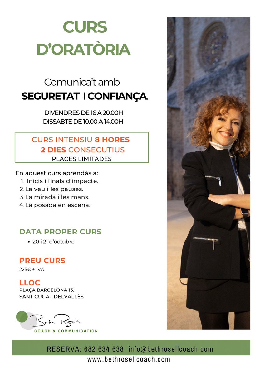 21erosell's tweet photo. Has de fer una presentació oral? Vols superar els nervis davant un públic? Apunta’t al Curs Intensiu d’ORATÒRIA. 20 i 21 d’octubre. Presencial. Grups reduïts, Màxim 6 persones. https://t.co/aRWmSu1CkA