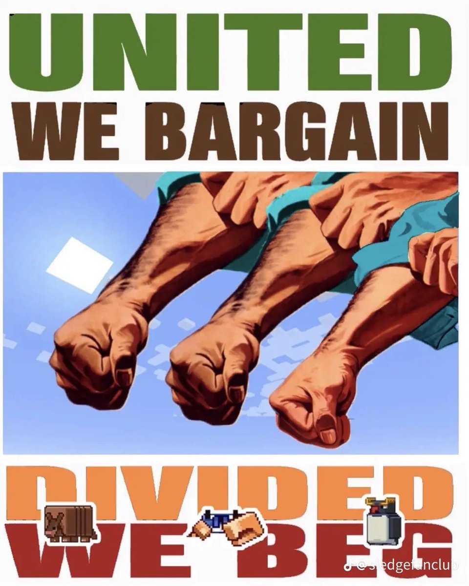 mufflekip's tweet image. currently obsessed with minecraft union propaganda on tik tok as people unionize to end the mob vote