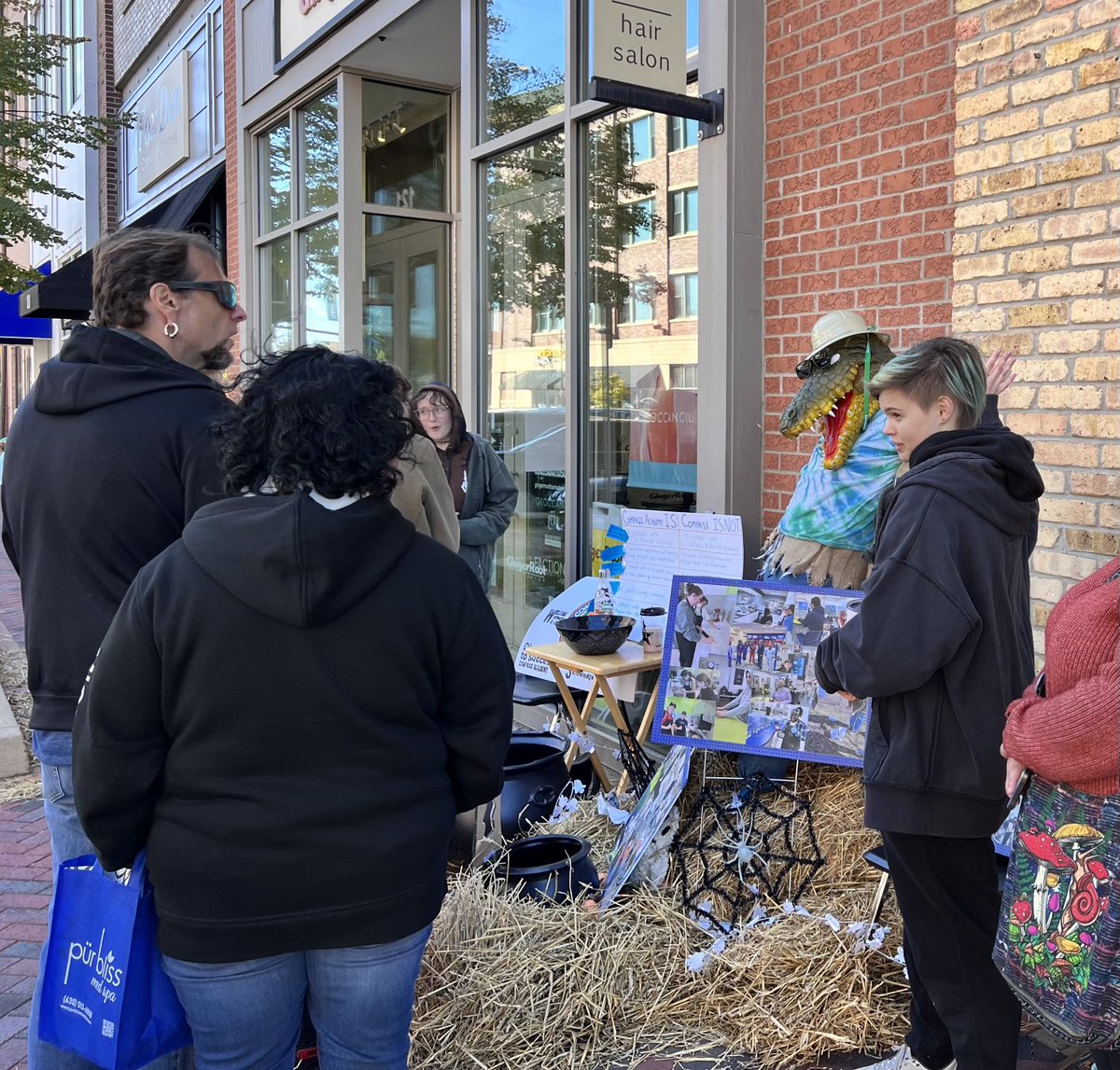 Student Leaders are doing a fantastic job of spreading the word about Compass Academy at Scarecrow Fest. Stop by, check out Al E. Gator, and hear from students firsthand why they love attending our school.