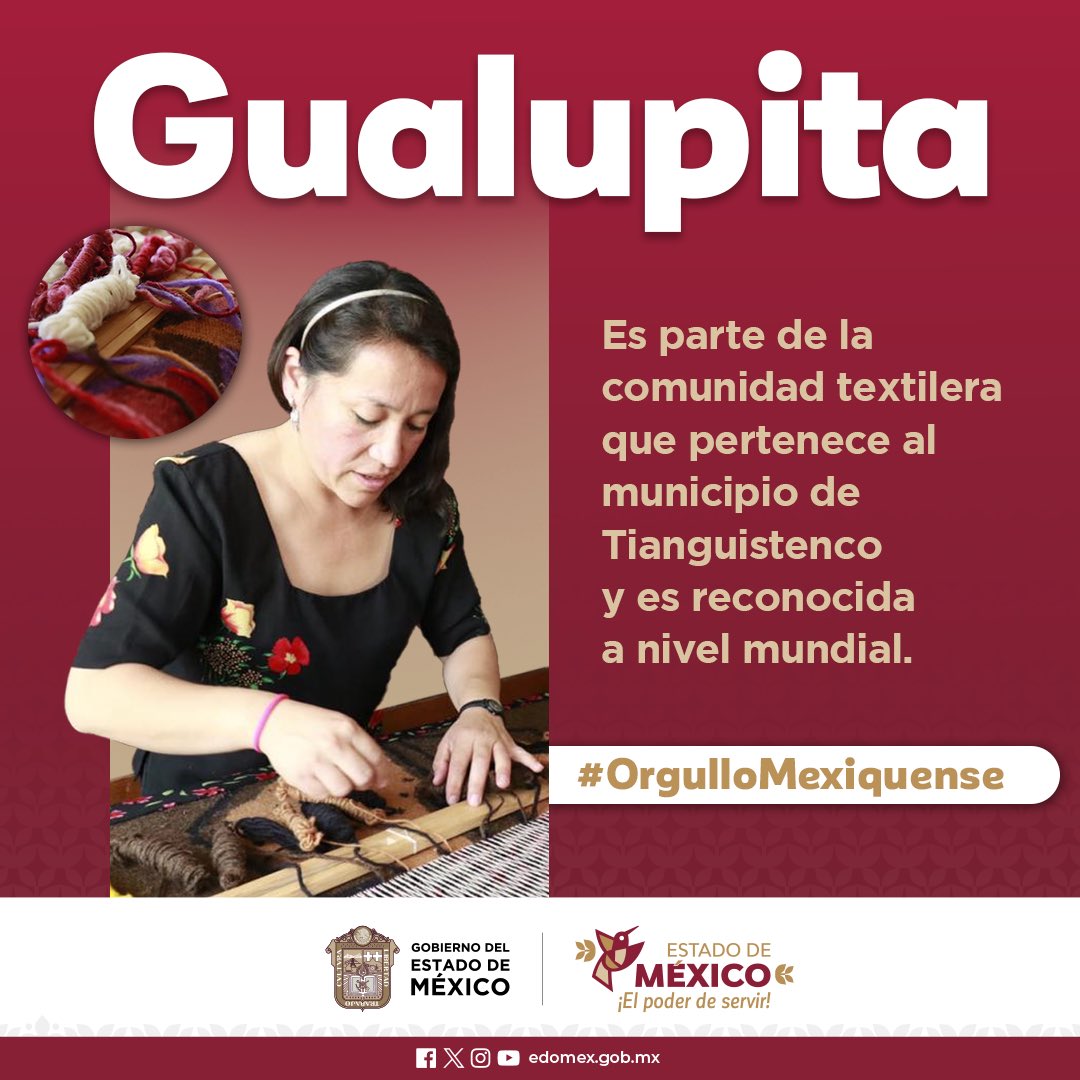 delfinagomeza's tweet photo. Gualupita, conocida como “La Tierra del Sarape”, es un #orgullomexiquense, reconocida a nivel mundial por sus hermosos textiles. #ElPoderDeServir https://t.co/9vlokcnqY6