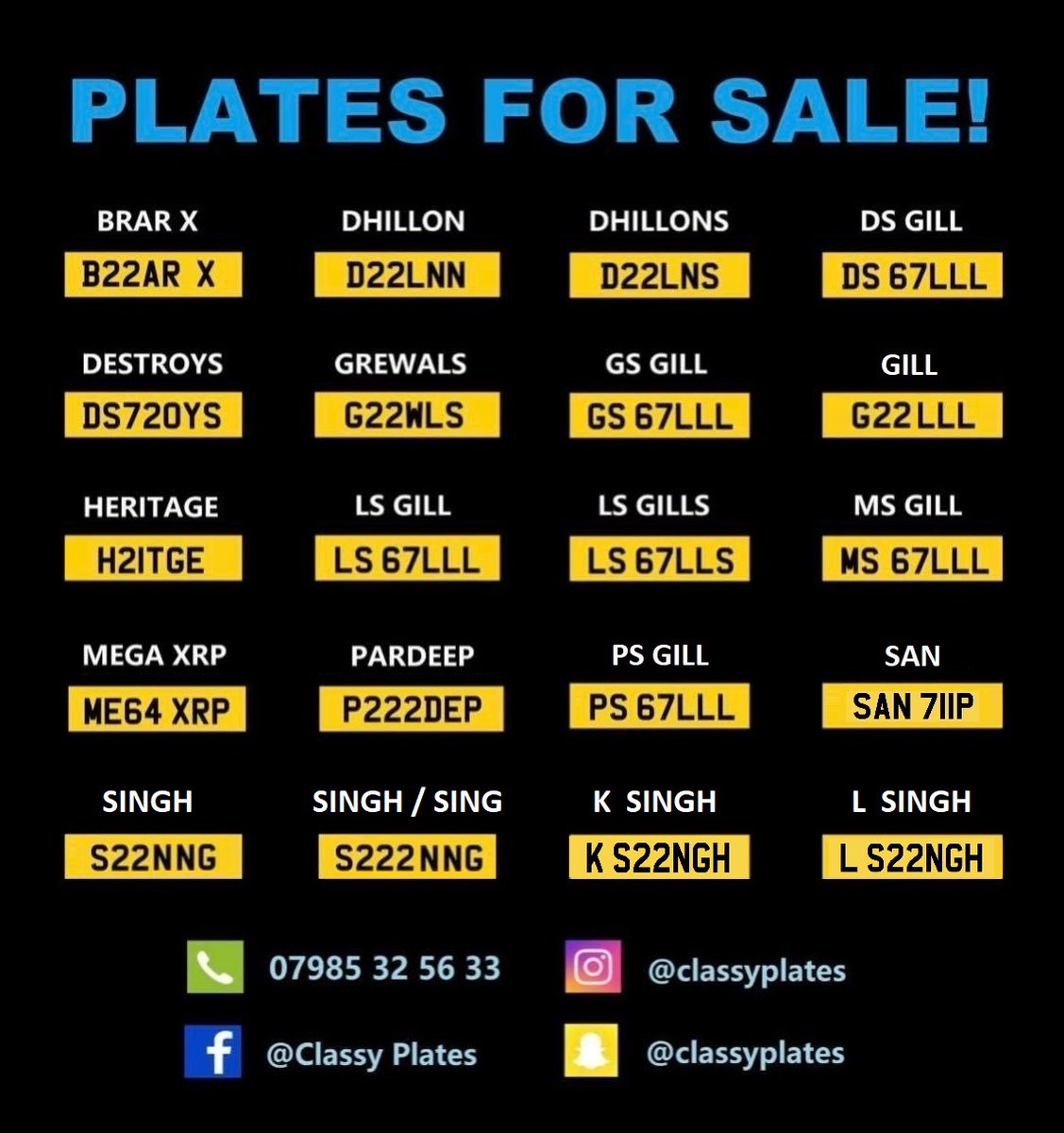 Asian Number Plates!

All available now.
Message for more info

#plates #Gill #Singh #sikh #registrations #asian #privateplates #cars #numberplate #numberplates #privatenumberplate #privateregplate #carswithoutlimits #levels #carplate #supercar #southall #bham #brum #privateplate