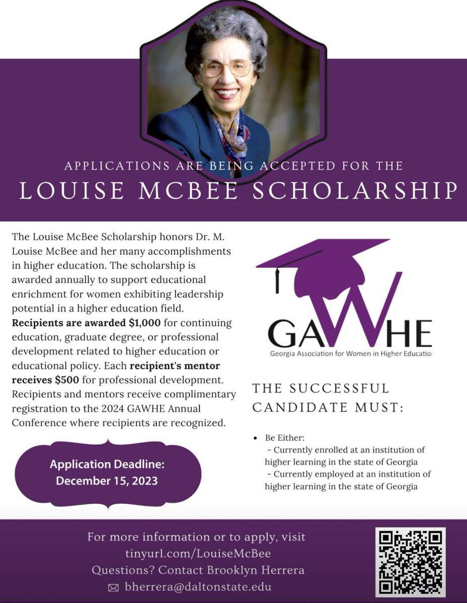 Applications are now being accepted dor the Louise McBee Scholarship! If you have questions, please reach out to our chair Brooklyn Herrera, MM