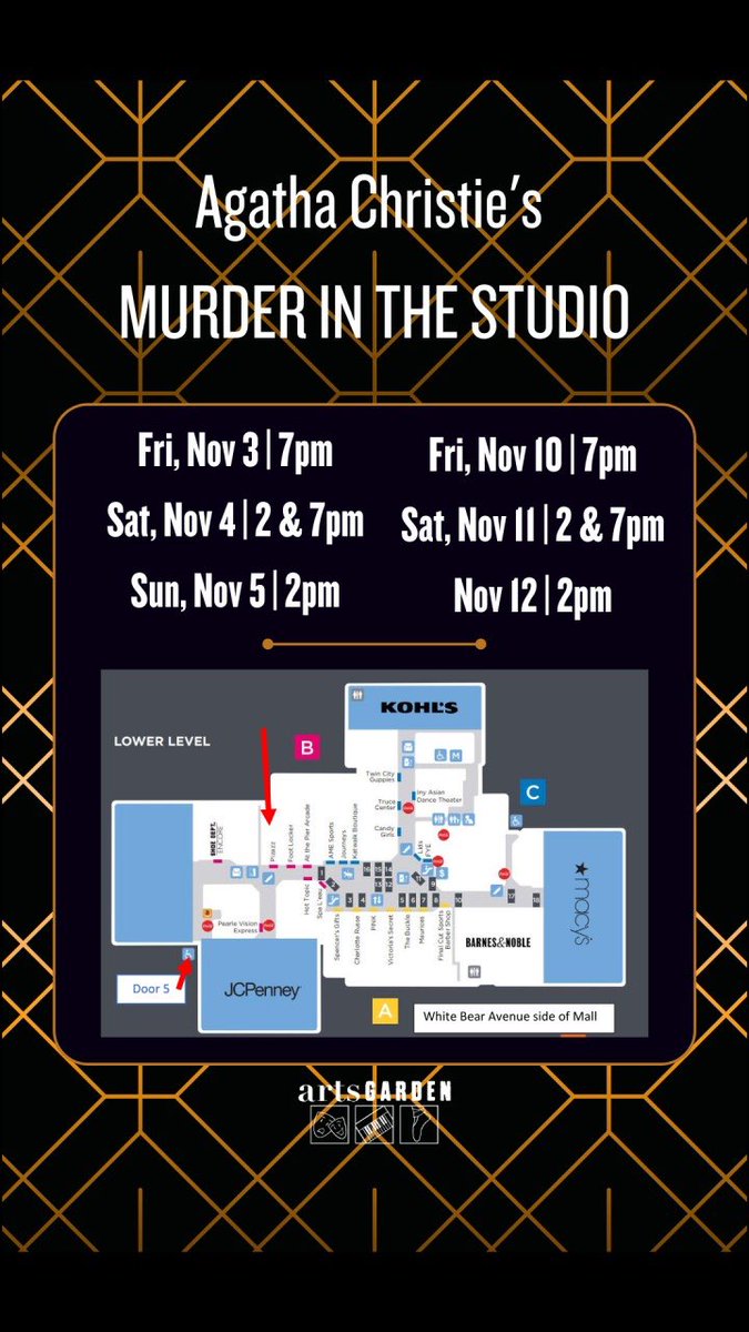 Here is the poster for Agatha Christie’s Murder In The Studio! Should tell you everything you need to know! If you have any questions, feel free to ask! Super excited, hope y’all can make it to the show! 😁🎭 #aaronjholt #theatre #agathachristie #murderinthestudio #artsgarden