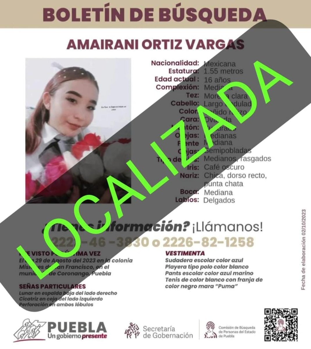 JCarlos_Valerio's tweet photo. Gracias por compartir, la joven Amairani Ortiz Vargas ya fue localizada y se encuentra bien con sus familiares. https://t.co/7aJV08F3Ly