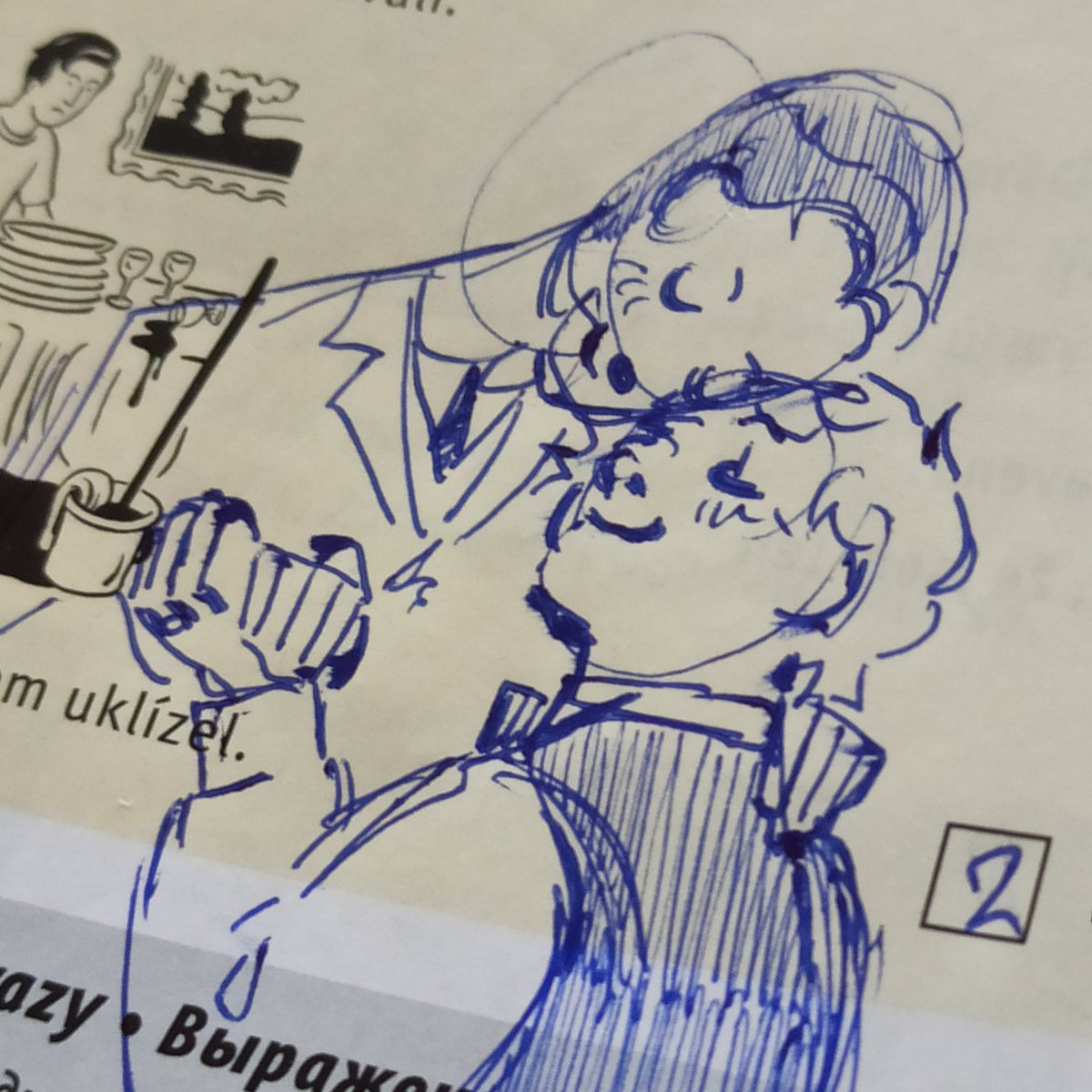 Cole and Allium are slaying in my Czech textbook (I need to draw more dogs) 