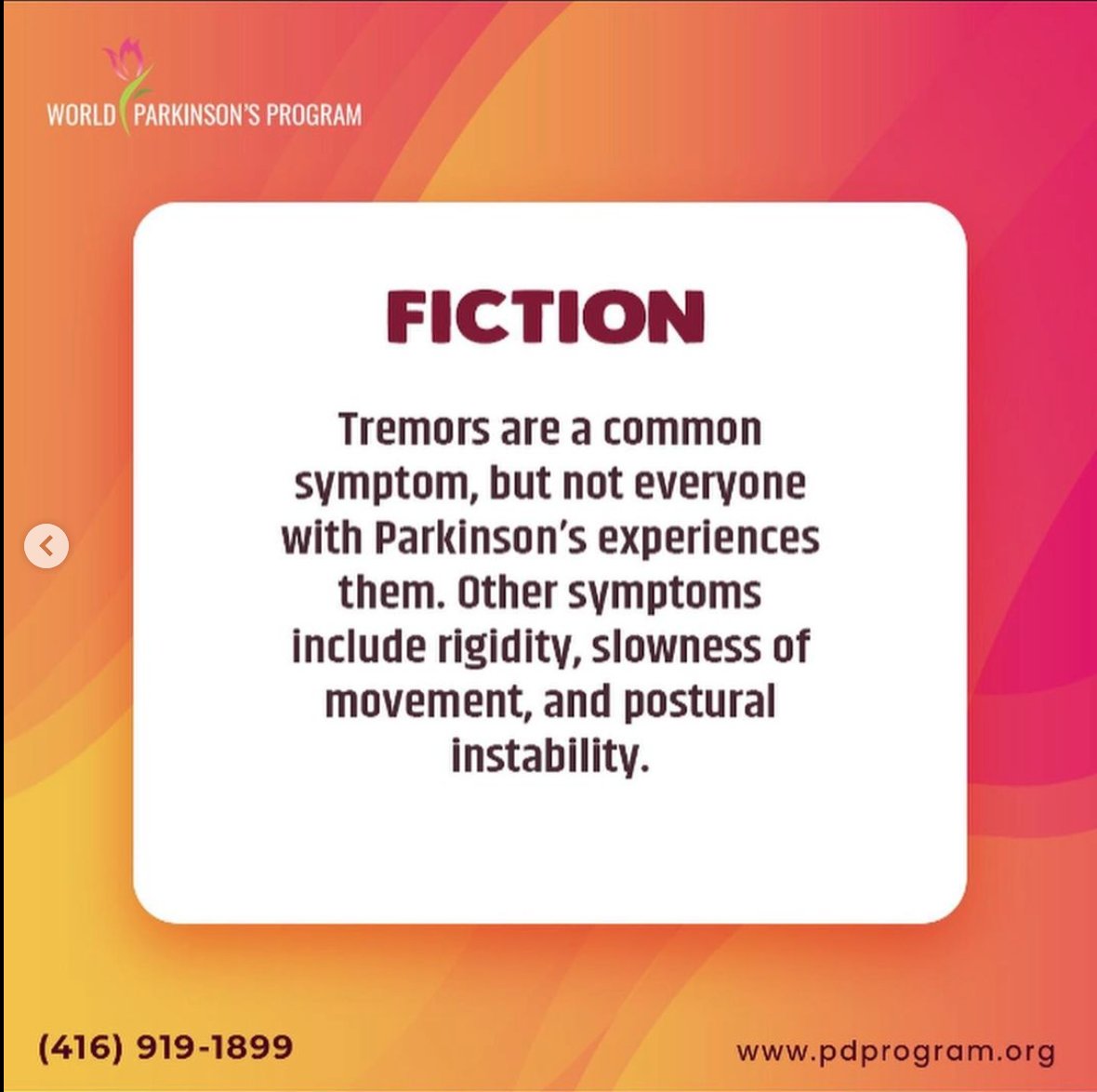 PD Fact or Fiction?

Help raise awareness for Parkinson’s by sharing this post and using the hashtag #FightParkinson'sDisease.

Click here to donate: pdprogram.org/donate-now/