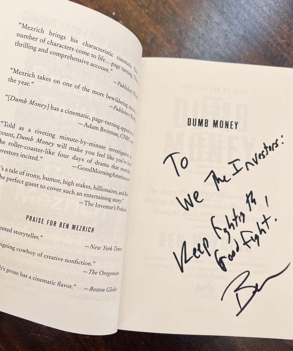 Thanks, <a href="/benmezrich/">Ben Mezrich</a>. Wall Street reform is long overdue. If not us, who? Doing nothing, does nothing. #WeTheInvestors <a href="/DumbMoneyMovie/">Dumb Money</a>