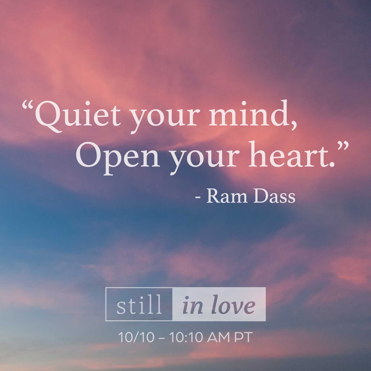 #LoveisLouder when we quiet our minds &amp; open our hearts. Join us for a collective moment of stillness, meditation &amp; breath on <a href="/LoveisLouder/">Love is Louder</a>’s Insta Live on 10/10/23 at 10:10 AM PT.

Get a reminder email at stillinlove.org.
#StillinLove is amplified by <a href="/kachavatribe/">Ka'Chava - The Whole Body Meal</a>