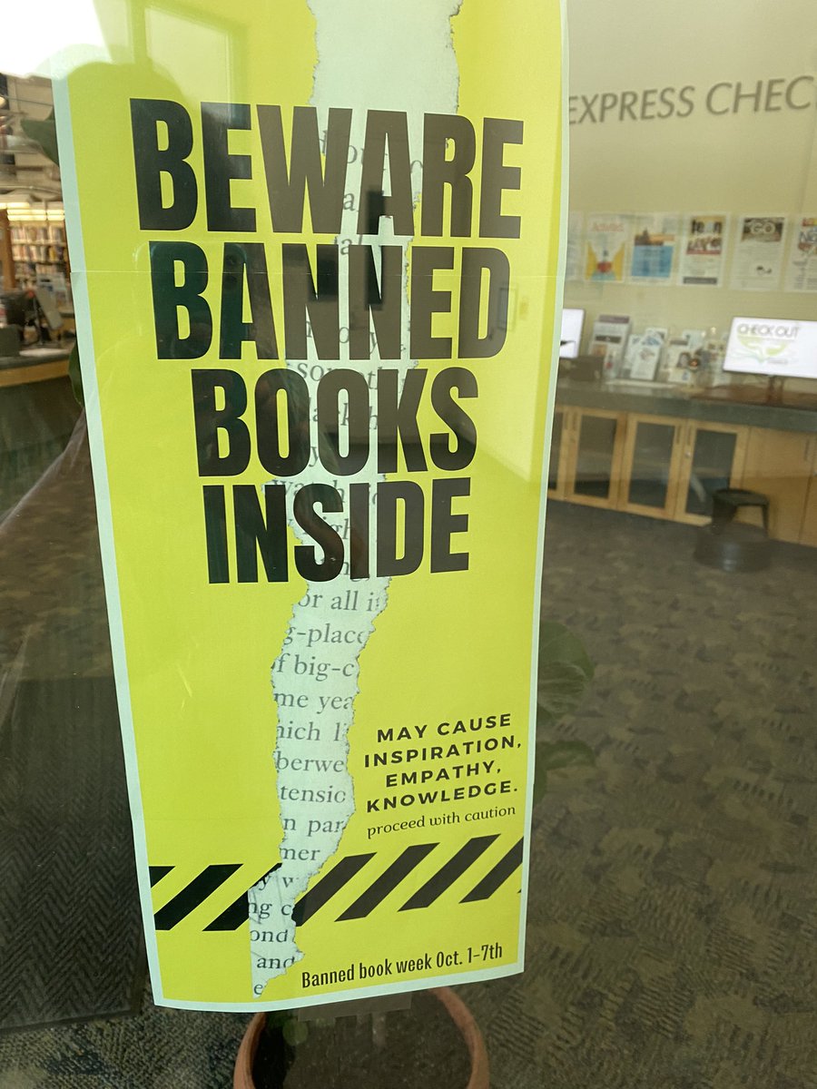 Thank you, Woodward Park Library in Fresno! I love the fine print at the bottom.❤️ 📚 #BannedBooksWeek #BannedBooks #FreedomToRead #books #writingcommunity #authors #reading #readers #books #libraries