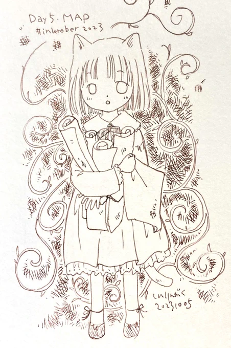 Day5.  MAP #inktober2023   どの地図を辿れば会いに行けるの?