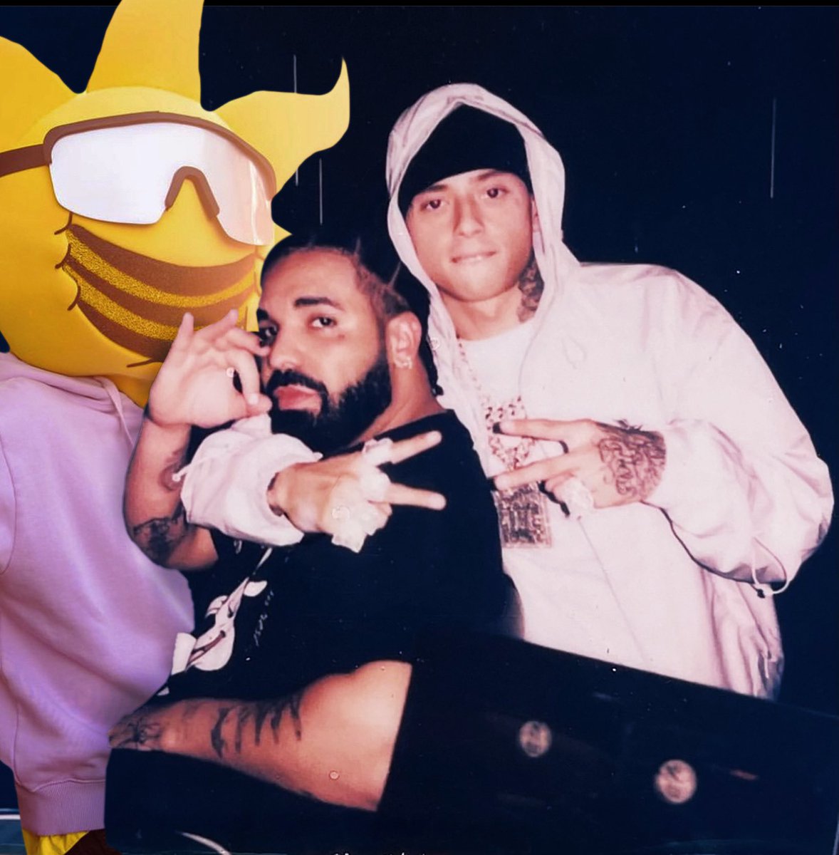 alwzsnny's tweet photo. Had a joint release party with @Drake last night. Haters will say it’s photoshopped.

Go check out my new single “Feels Like Us” with @gt_ofice and @robbierosenlive 

Link in bio 🌞
.
.
.
.
#alwzsnny #drake #fyp #feelslikeus #forallthedogs #edm #insomniac https://t.co/CgwItgYzmN