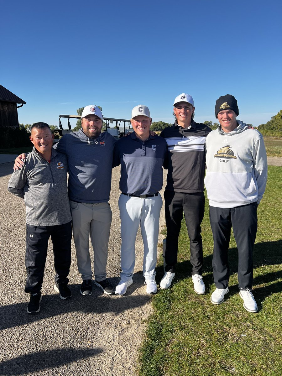 Proud coach moment at the Nebraska Intercollegiate. Four former players three playing and one coaching!