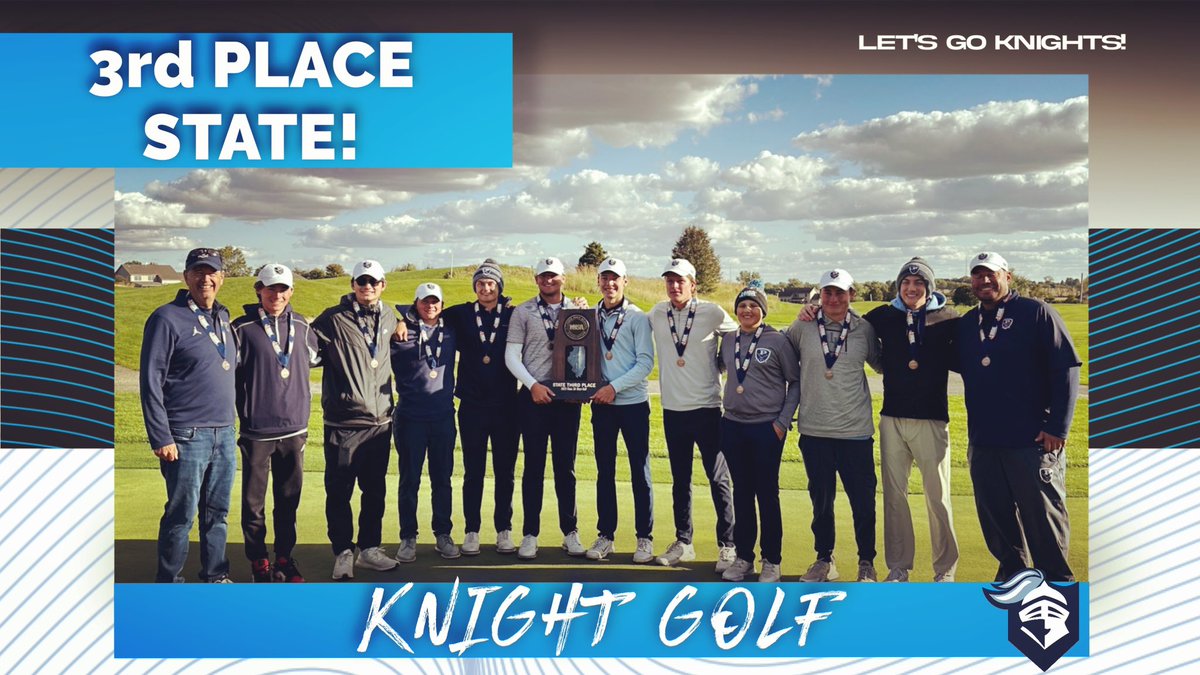 Congratulations to Knight Golf! The Knights battled the weather and the rest of the state and finished 3rd Place- earning the first team boys golf trophy in over 50 years! Let’s Go Knights!
