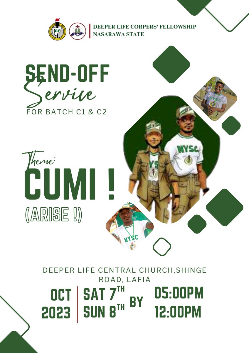 DLCorpersNS's tweet photo. It was a great time tonight at the Send-Off Praise night for our batch C brethren.

The Send-off ceremony continues tomorrow, by God's grace. See you there by 12pm.

#CUMI23 #Arise #SendoffService #NasarawaKopa #NasarawaState
#DLNasCorpersfellowship https://t.co/ft39W0qDXO