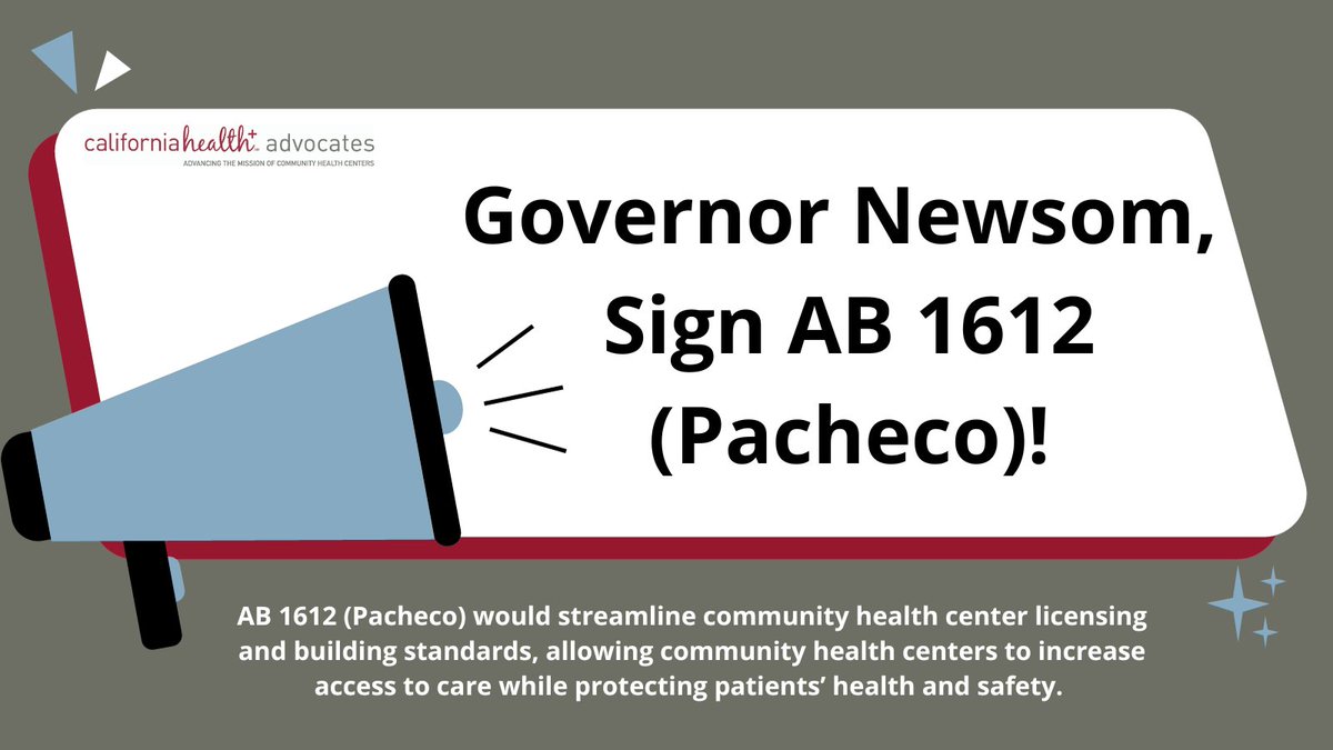 OneCommHealth's tweet photo. We're calling on @GavinNewsom to sign @AsmPacheco’s AB 1612 to reduce barriers to patient care. Under current law, community health centers are forced to spend $$$ on unnecessary construction costs instead of expanding vital services. #AB1612 #fqhc #OCHsac #valueCHCs #community https://t.co/89avF8cEXm