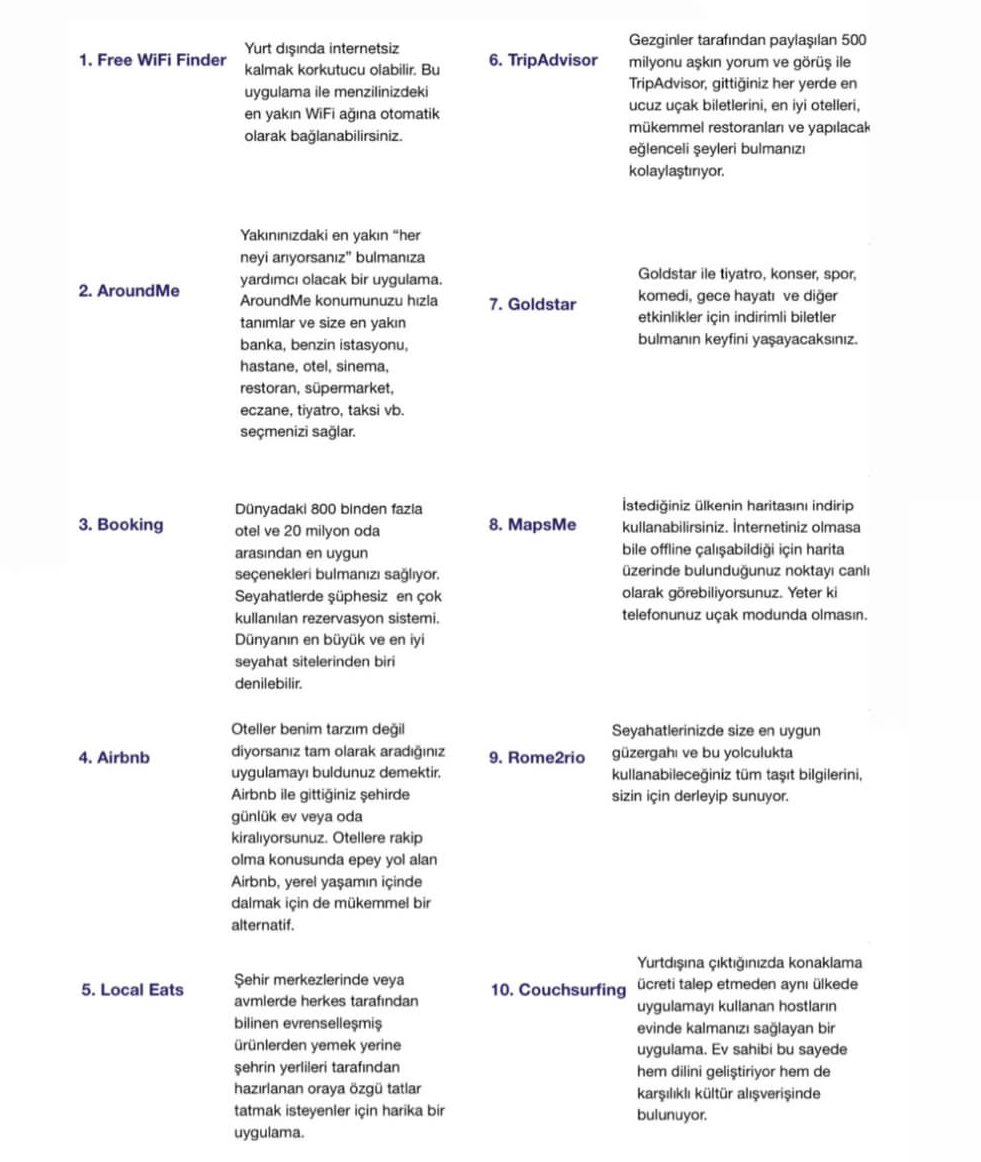 Yurt dışına çıkarsanız seyahatinizde çok işinize yarayacak uygulamaların bir listesini hazırladım. Kaydedin lazım olur.