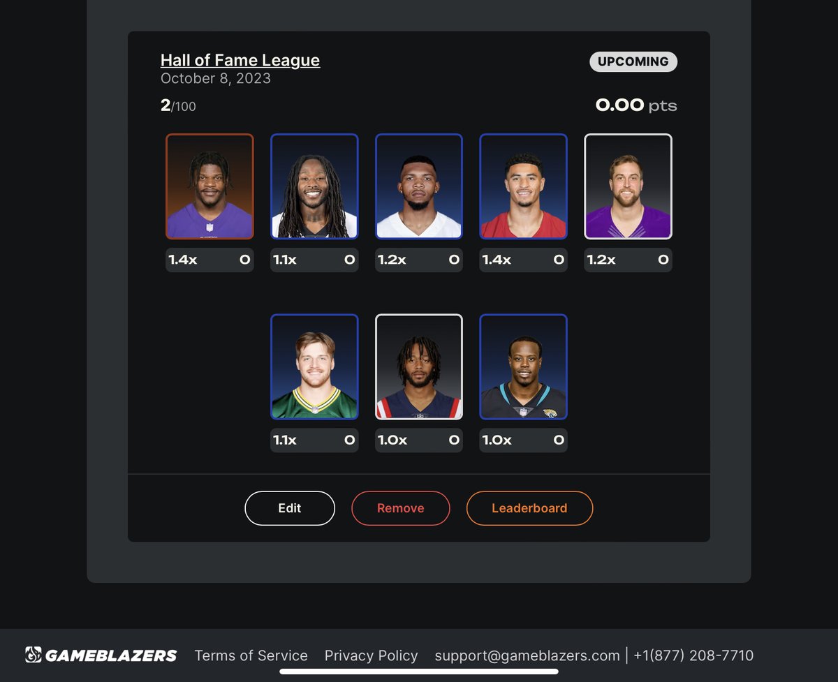 Go check out <a href="/PlayGameBlazers/">GameBlazers</a> sign up at GameBlazers.com and get a free pack when you sign up! My lineup!