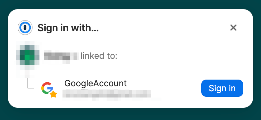 brockangelo's tweet photo. @1Password This popup, the "Sign in with..." popup, has become a nuisance. It would be fine if I only saw this on login pages, but I'm seeing it all the time after I'm logged in. Could you please add an option to disable this by domain or altogether? 🙏🫶 https://t.co/L5ye6eY7JL