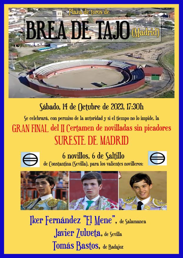 BacoTauro's tweet photo. @RiberaTajuna 

Precioso cartel para disfrutar 

el próximo sábado en la

monumental de Brea

Y alargar la temporada

Un poquito más 

Enhorabuena https://t.co/tjEzFzDYyg