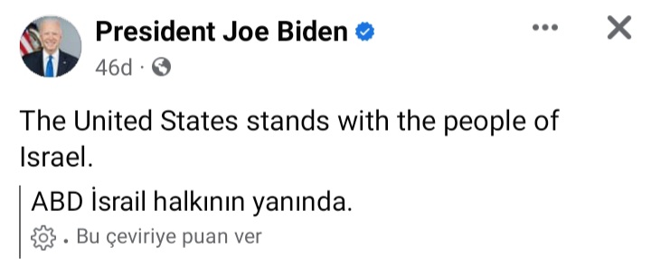 ABD Başkanı Joe Biden  israil'e yine destek verdi.