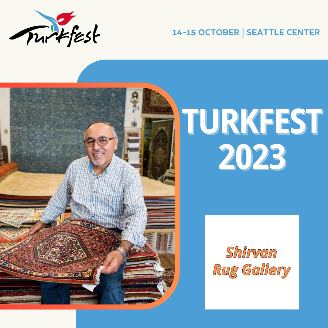 TurkfestSeattle's tweet photo. Shirvan Rug Gallery will be at #TurkFest! If you want to discover Turkish rugs and carpets during the festival, save the date! #TurkFest will be held in 14-15 October at Seattle Center. #Seattle #TurkishRugs #TurkishCarpet https://t.co/HL9SQFGxAr
