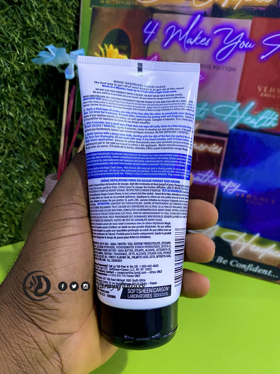 darayxfantasy's tweet photo. Razorless Cream Shave - Regular Strength Shaving Cream
Price: ₦4,500
The best way to get rid of razor bumps is to get rid of the razor! The depilatory cream features a light fresh scent, works in 4 minutes.
AP #softsheencarson ™️ https://t.co/SpNnieJ3A3