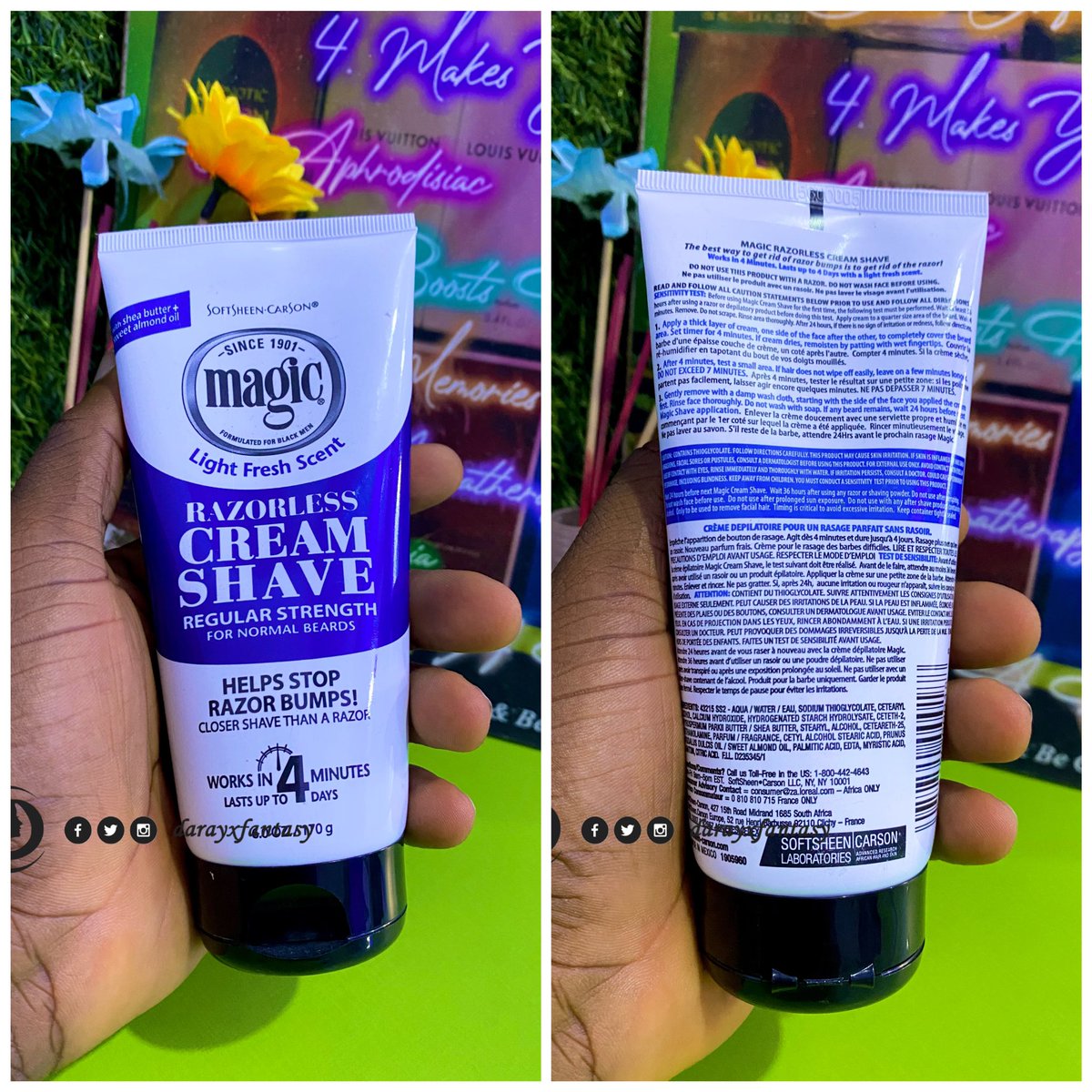 darayxfantasy's tweet photo. Razorless Cream Shave - Regular Strength Shaving Cream
Price: ₦4,500
The best way to get rid of razor bumps is to get rid of the razor! The depilatory cream features a light fresh scent, works in 4 minutes.
AP #softsheencarson ™️ https://t.co/SpNnieJ3A3
