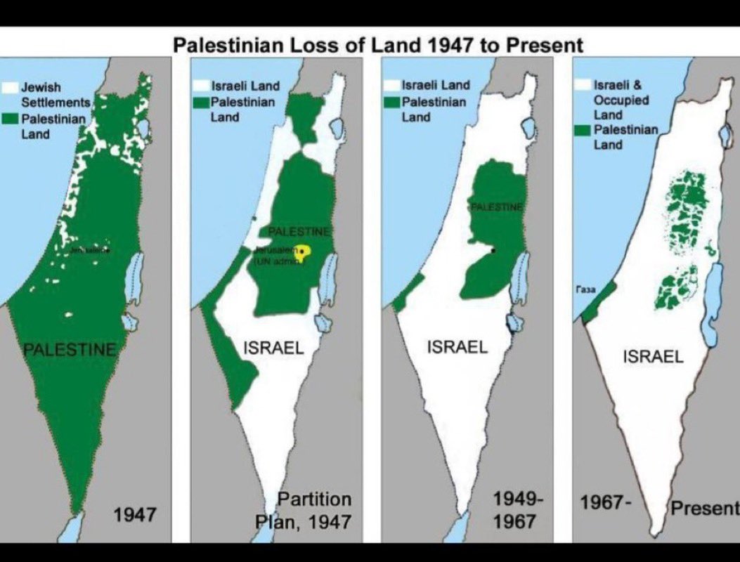KİM KİMİN TOPRAĞINA SALDIRIYOR? Tarih bilginiz ve yorum yeteneğiniz varsa, İsrail ve Filistin olmak üzere iki devletin kuruluşunu belirleyen 1948 anlaşmalarına uymayanların İsrailliler olduğunu gözlemleyebilirsiniz!