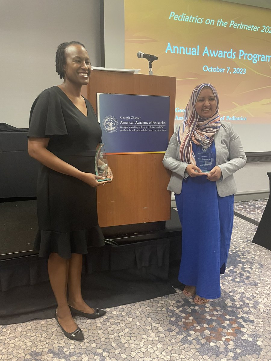 KieshaFraserDoh's tweet photo. Honored to receive the Ga AAP Special Advocacy Heroes Award along with my good friend @sofiaschaudhary Special thanks to our amazing mentor and cheerleader @DocTerriTweets, great to see fellow PEM Dr. Joseph Wright @GAChapterAAP conference! https://t.co/o9PepAzKnm