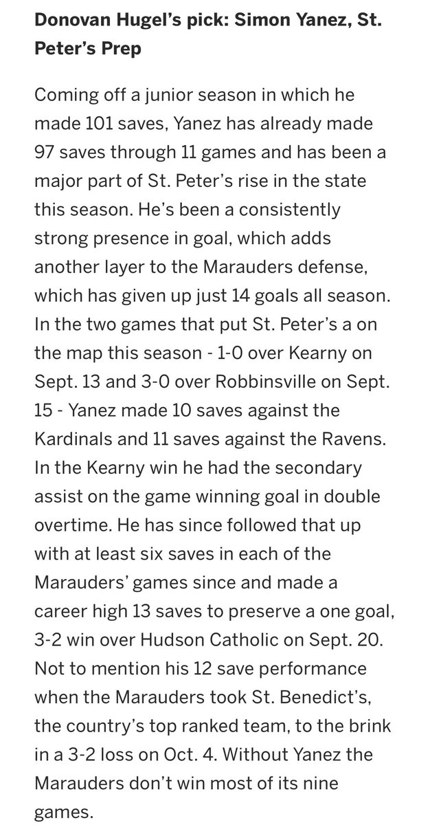 SOTMarauders's tweet photo. https://t.co/XnMhi2SXba revealed their soccer mid-season awards and a few of our Marauders were recognized as frontrunners for each award:

Simon Yanez-GK Of The Year
Philip Sayouwoh-Freshman Of The Year
Double OT Win over #9 Kearny- Upset Of The Year

Congratulations to all! https://t.co/36tvgq57hx