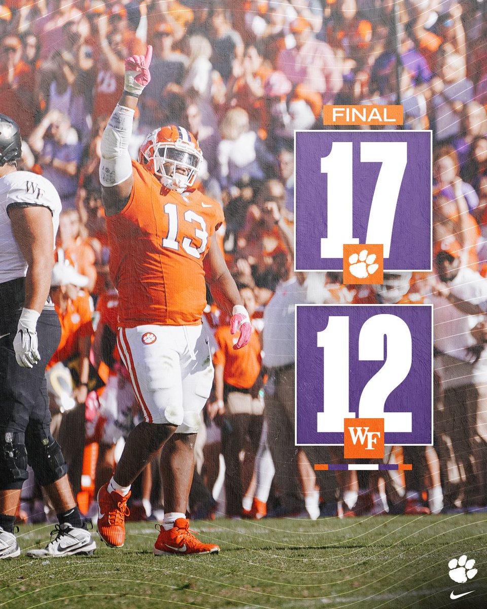 ClemsonFB's tweet photo. Homecoming Victory 🐅 https://t.co/6TqeJLhTGE